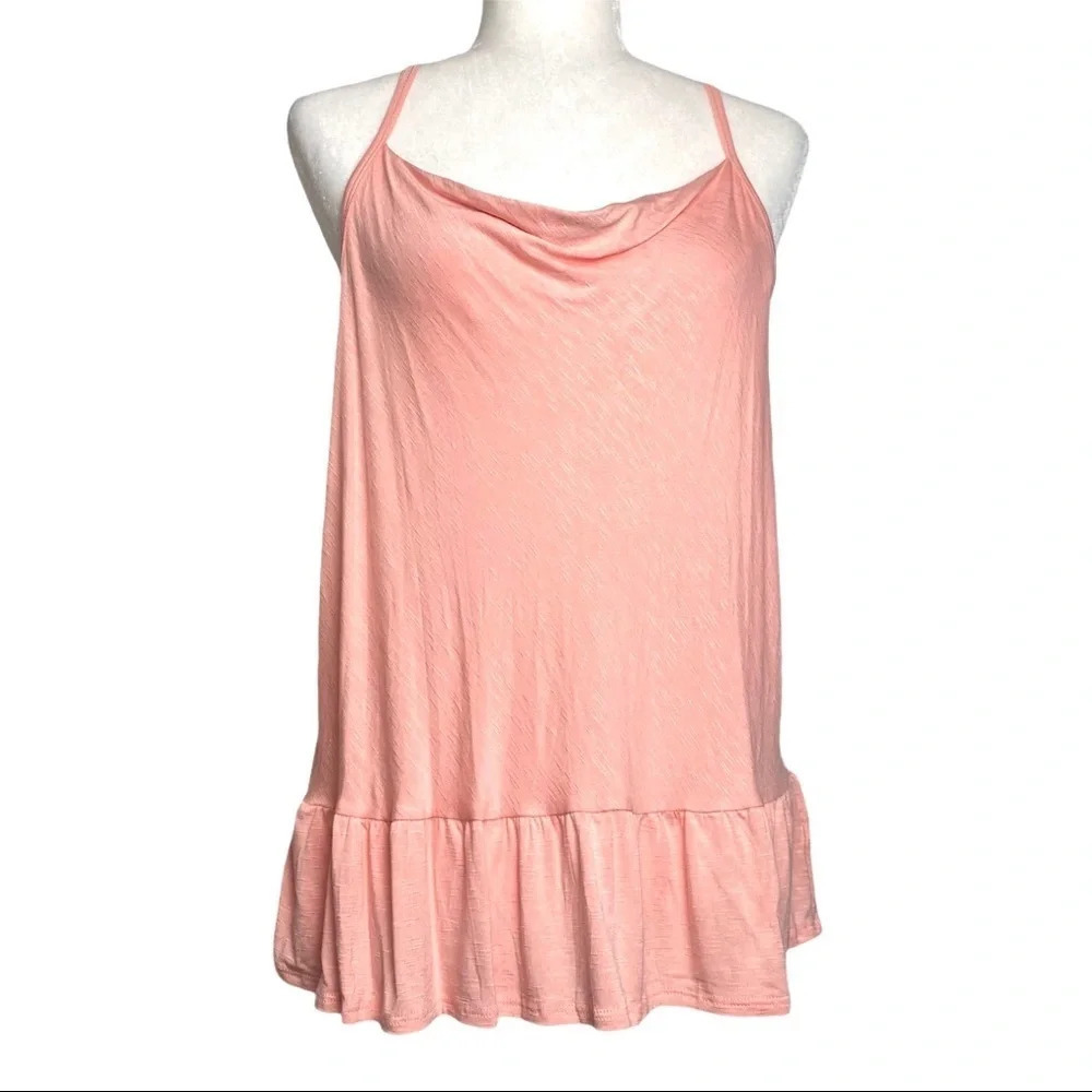NWT Mossimo Tank Top Ruffled Peach Pink Size Medium